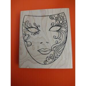Blossom Mask Mounted Rubber Stamp By Judi Kins 3.5X4 INCH